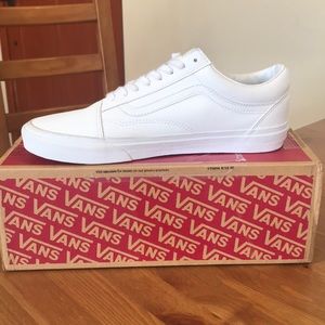 white tumbled old school vans